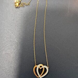 Swarovski rose gold double heart necklace